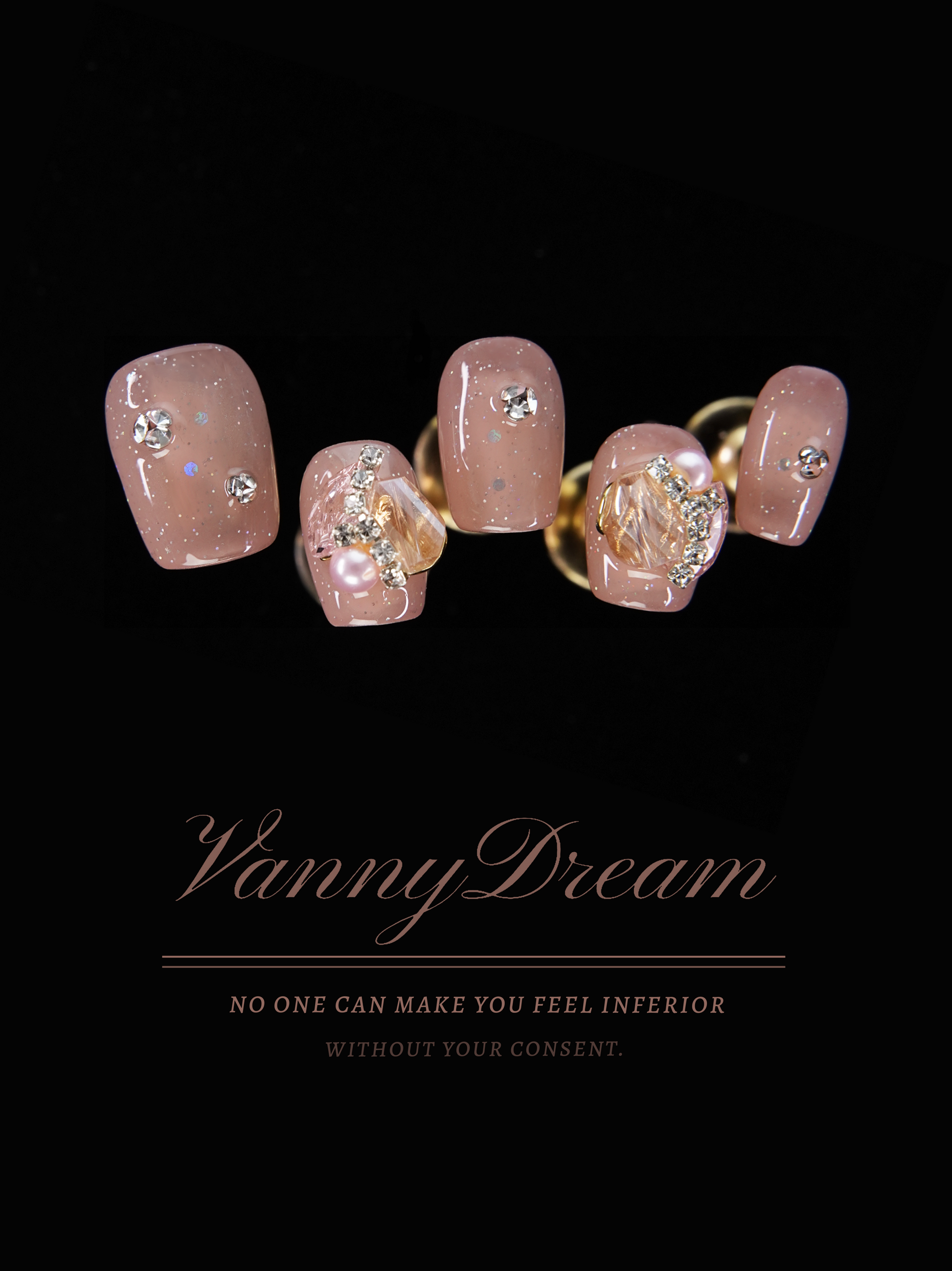 VannyDream Blush - Tinted Sparkle Wearable Nails: Understated Elegance, Quiet Confidence