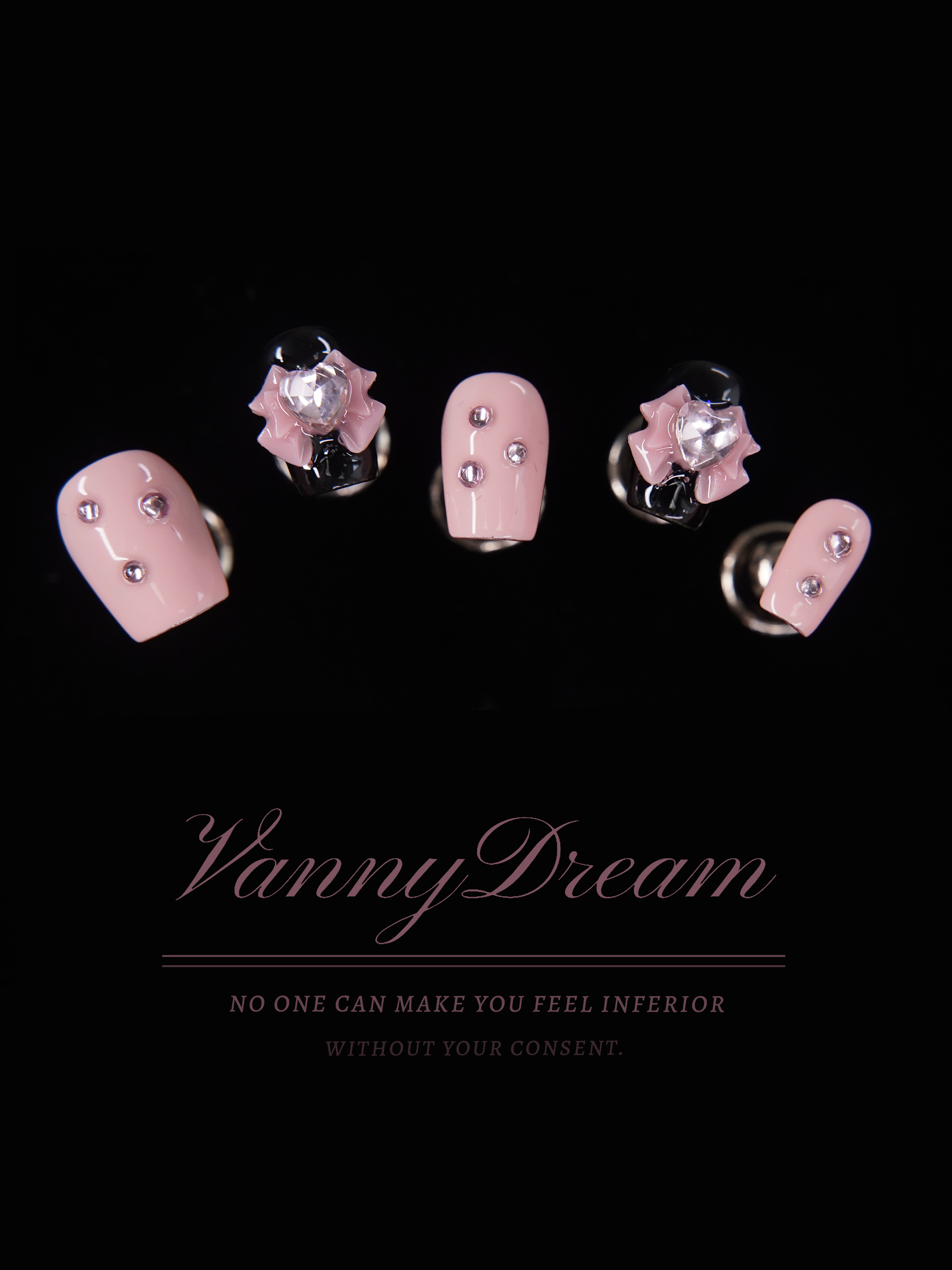 VannyDream Pink - Bow Wearable Nails: Sweet Sophistication, Delicate Charm